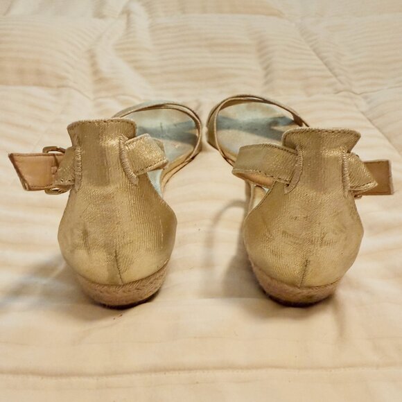 JCrew Marina Canvas Mini-Wedge Espadrilles Metallic Gold Size 8 - Picture 3 of 5